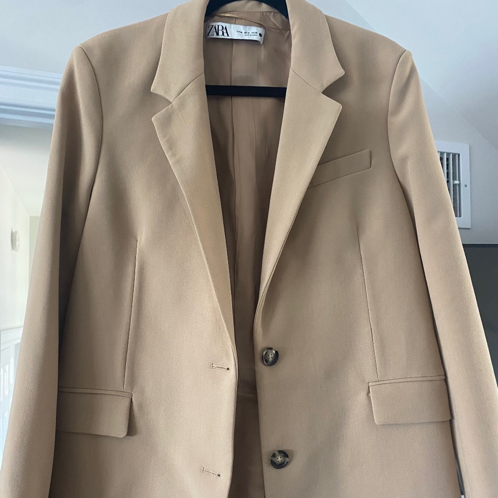 Zara Oversized Two Button Camel Blazer